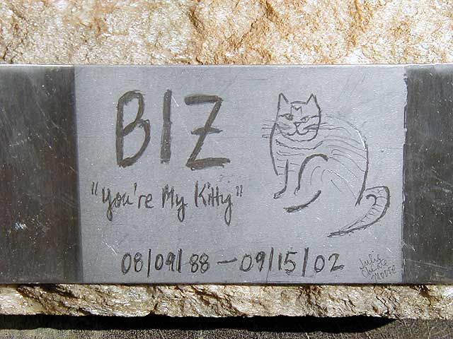 Biz's grave marker closeup